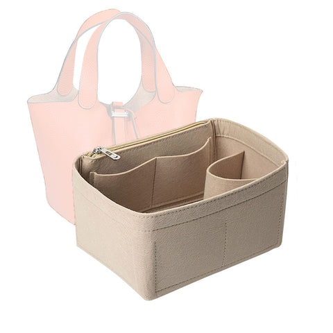 bag organizer insert for Picotin18 Bucket Bag Liner Bag Zipper Lid Liner Organizer 1008Khaki-A-S