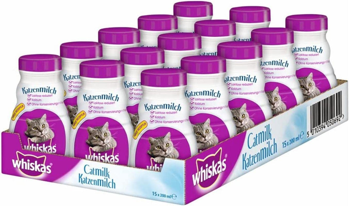 Whiskas Cat Milk for Cats from 6 weeks - Delicious Snack for a Happy Cat - Lactose-free and Easily Digestible - Different Sizes