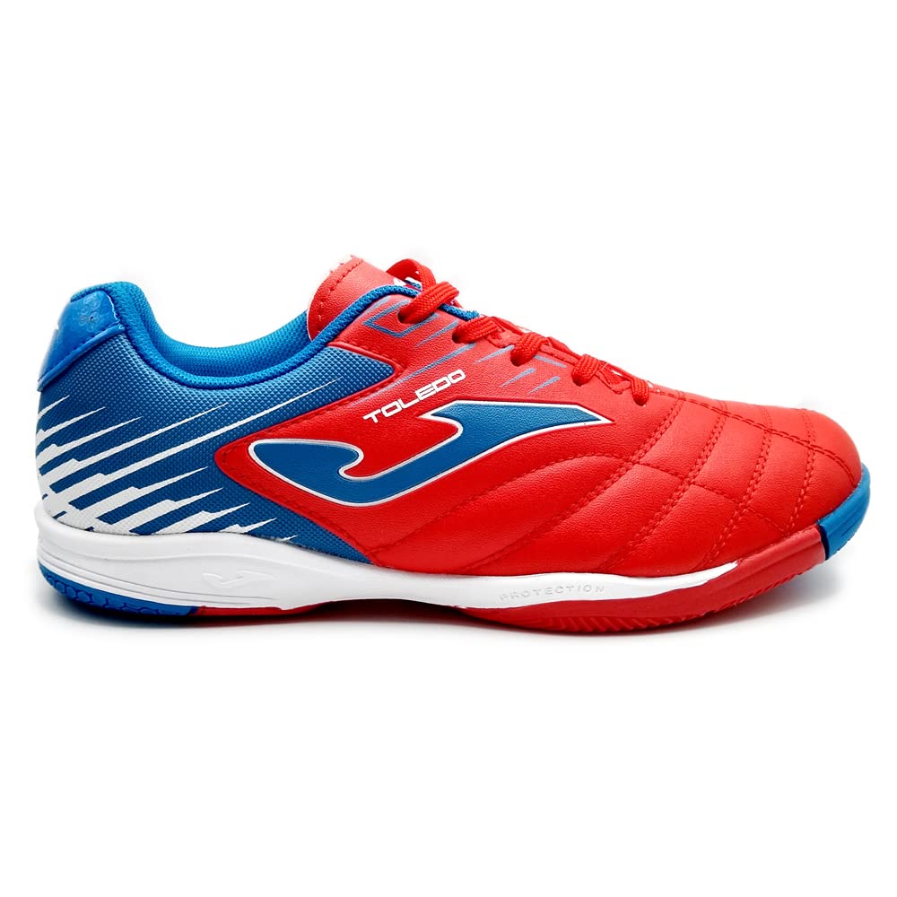 Toledo Junior Kids Indoor Soccer Shoe, Red/Blue Royal- USA Toddler Size 10