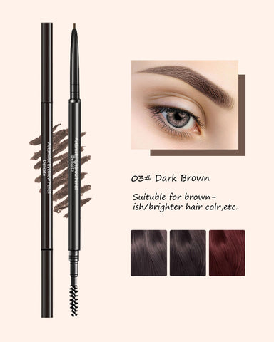 LYSdefeu Eyebrow Pencil - 4 Pcs Professional Micro Brow Pencil Kit with Brow Razor, Waterproof Eyebrow Makeup with Dual Ends, Ultra-Fine Mechanical Pencil for Women Eye Makeup - 03 Dark Brown