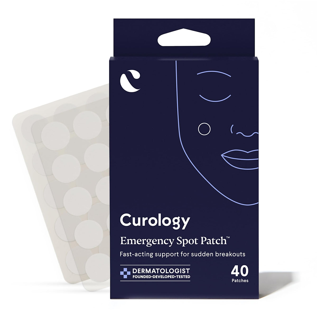 Curology Emergency Spot Pimple Patches for Face, Hydrocolloid Pimple Patches Fast-Acting Support, Spot Concealing and Oil Absorbing, 40 Count