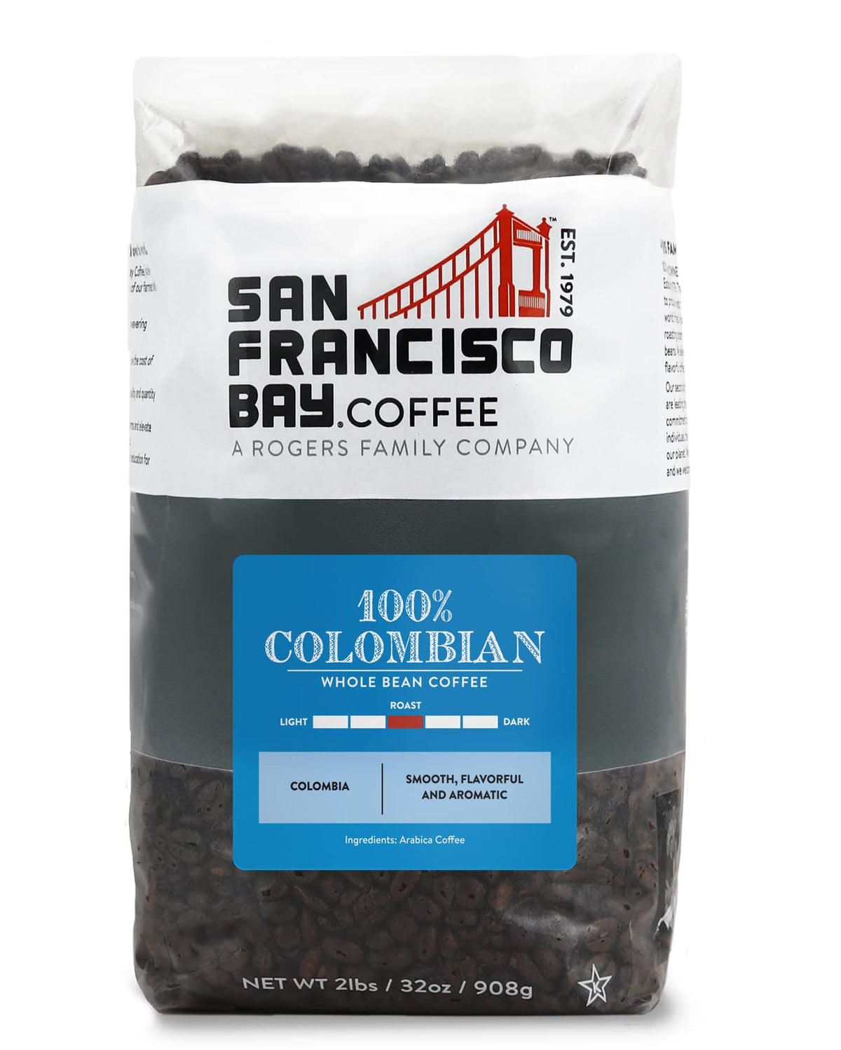 San Francisco Bay Coffee Colombia Supremo, Whole Bean, 908g