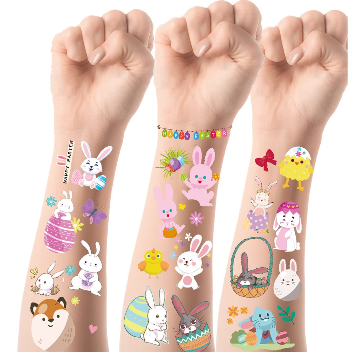 Easter Temporary Tattoo Bunny Tattoo Supplies Easter Egg Chick Party Favors Rabbit Baby Chick Waterproof Fake Tattoos Sticker for Teens Adults Kids Party Decorations Goodie Bags Stuffers 10PCS