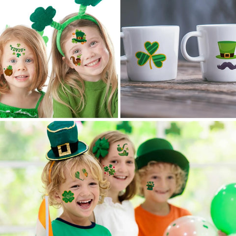 CHARLENT St Patrick's Day Temporary Tattoos for Kids Party Supplies - 74 Individually Sheets St. Patrick's Day Tattoos for Boys Girls Party Favors Goodie Bag Fillers