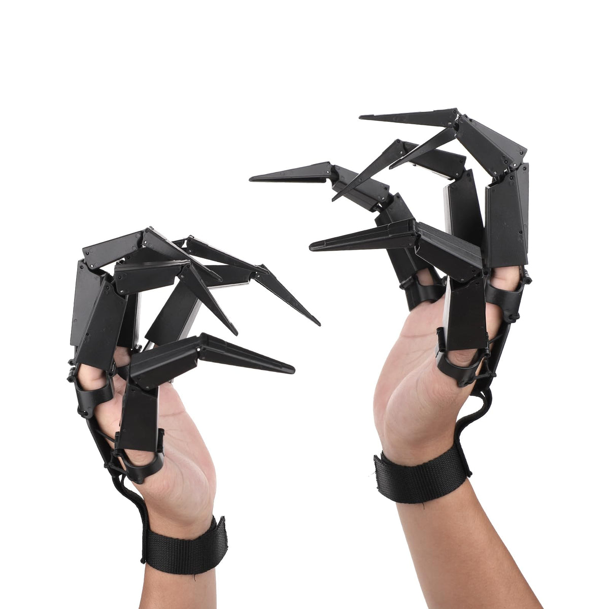 TOYMIS 2pcs Halloween Articulated Fingers, 3D Printed Articulated Finger Extensions Claws Extender Articulated Fingers Claws for Witch Ghost Gloves Halloween Devil Claws Cosplay Props (Black)