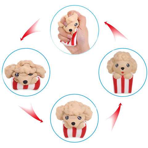 Anboor 4.3 Inches Squishies Dog Popcorn Squeeze Toys for Kids Kawaii Slow Rising Scented Stress Relief Toys Decorative Props