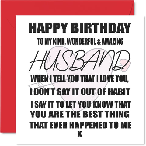 Stuff4 Heartfelt Birthday Cards for Husband - Best Thing Ever - Loving Happy Birthday Card for Husband from Wife Partner, Husband Birthday Gifts, 145mm x 145mm Valentines Anniversary Greeting Cards