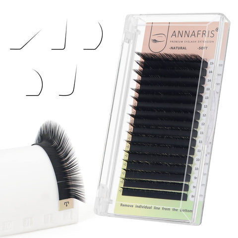 ANNAFRIS L/L+/LC/LD/LU(M) Curl Individual Eyelash Extension Natural Synthetic Mink Matte Black False Lashes Extension Faux Cils Maquillage (LU Curl, 0.07 8-15mm Mix)