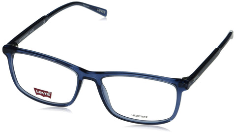 Levi's Men's LV 1018 Rectangular Prescription Eyeglass Frames, Blue/Demo Lens, 55mm, 16mm