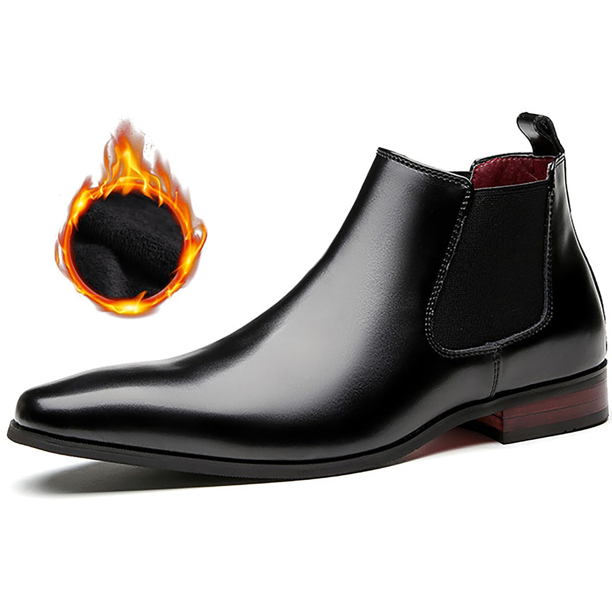 QAXZESA Men's Leather Chelsea Boots Formal Dress Slip On Ankle Boots Classic Wedding Work Booties For Men,Black Thick-45