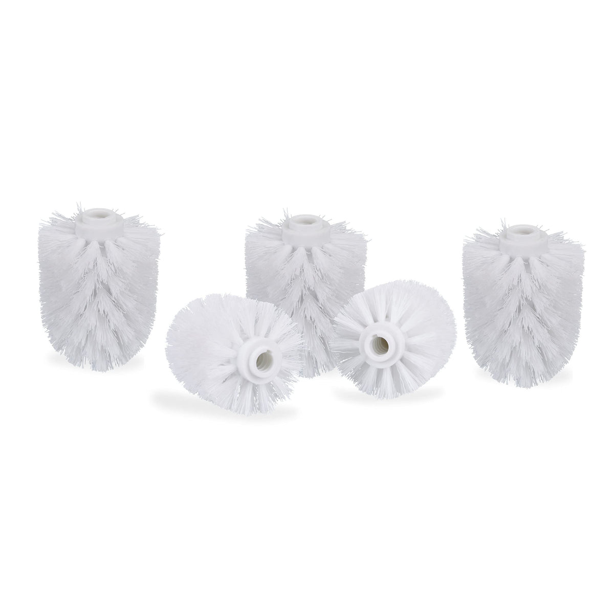 Relaxdays toilet brush head, loose toilet brushes with thread 12 mm, replacement brush head diameter, white, 8 x 8 x 9 cm, set of 5