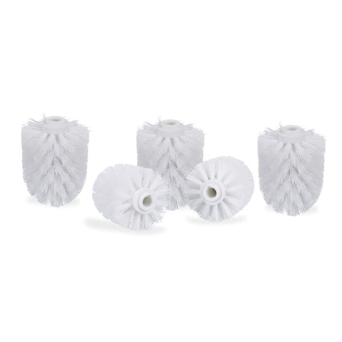 Relaxdays toilet brush head, loose toilet brushes with thread 12 mm, replacement brush head diameter, white, 8 x 8 x 9 cm, set of 5