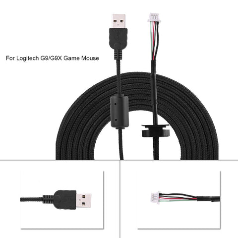 Serounder 2m USB Mouse Line Wire Cable Replacement Repair Accessory for Logitech G9/G9X Game Mouse