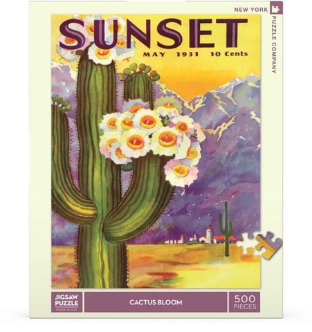 New York Puzzle Company - Sunset Magazine Cactus Blooms - 500 Piece Jigsaw Puzzle for Family Game Nights