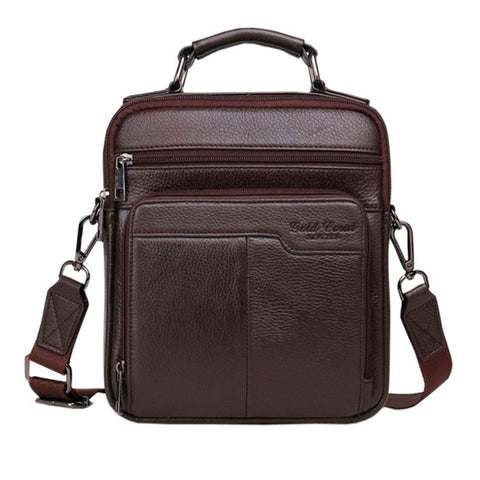 Leather Shoulder Messenger Bag for Men Business Travel Outdoor Crossbody Handbag Briefcase Wallet Phone Pouch Purse Casual Daypack Coffee