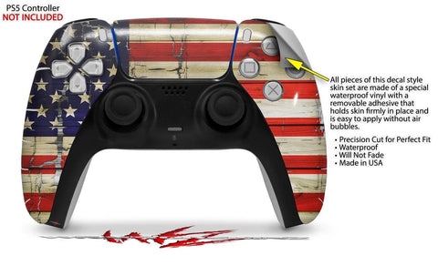 WraptorSkinz Skin Wrap Compatible with Sony PS5 DualSense Controller Painted Faded and Cracked USA American Flag (Controller NOT Included)