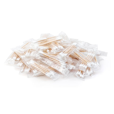 100 Pack Cotton Swabs, Individually Wrapped Cotton Swab, Individually Wrapped Double Tipped Wooden Sticks for Ear, Make-up(4pcs per Bag, 100 Bags, Double Round End)