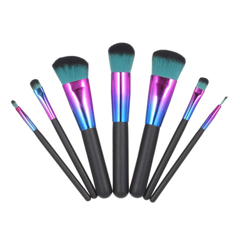 7 Pcs Makeup Brushes Colorful Makeup Brush Cosmetic Makeup Brush Set Foundation Blending Blush Concealers Eye Shadows Highlight Face Powder Make Up Brushes Kit