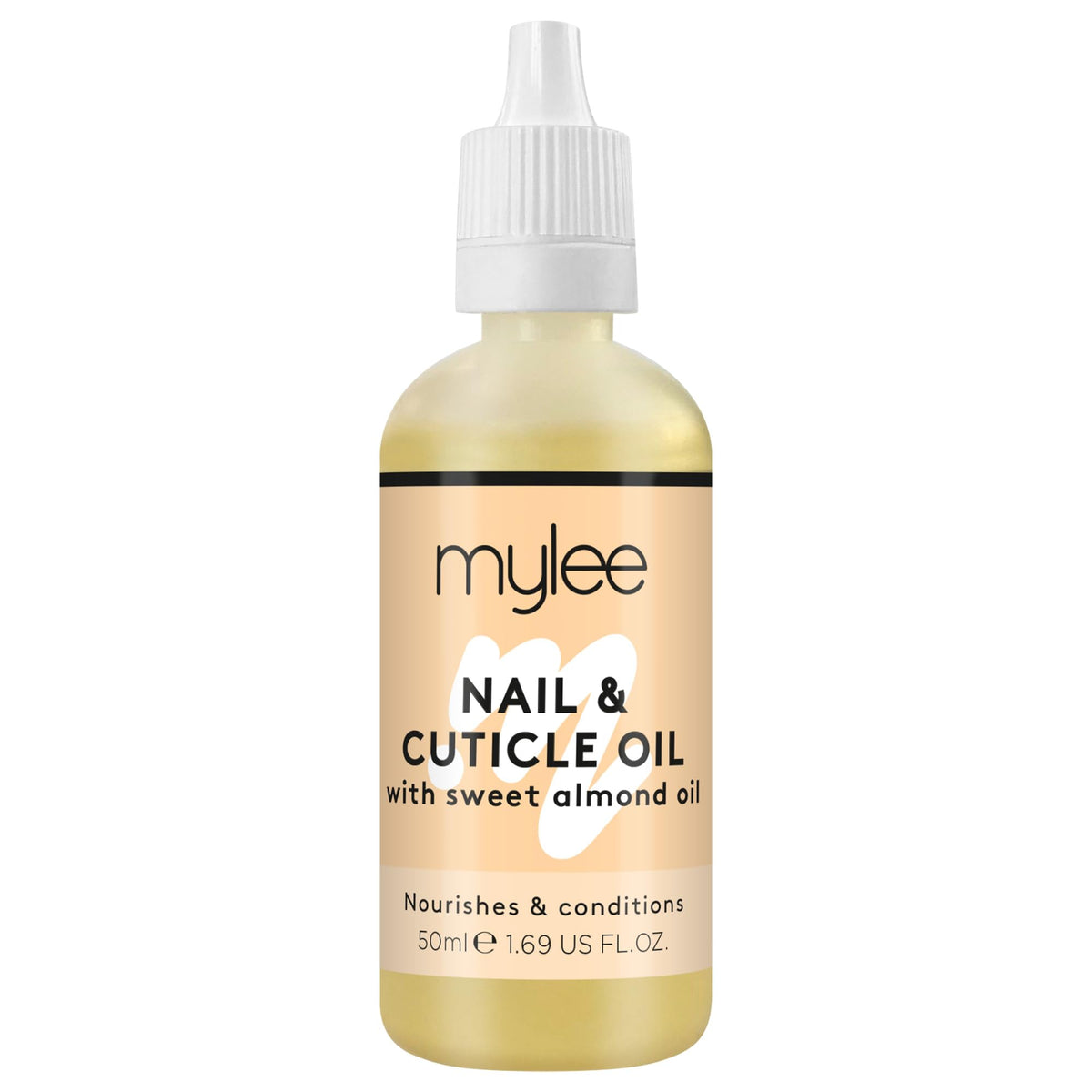 Mylee Sweet Almond Nail & Cuticle Oil 50ml, - Deeply Hydrating & Nourishing Cuticle Conditioner Oil, Non-Greasy Formula and Leaves No Sticky Residue, Lightly Scented With Almond Oil