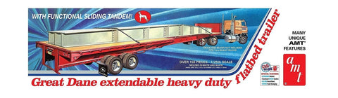 AMT AMT1111 1:25 Dane Extendable HD Flat Bed Trailer, Multi