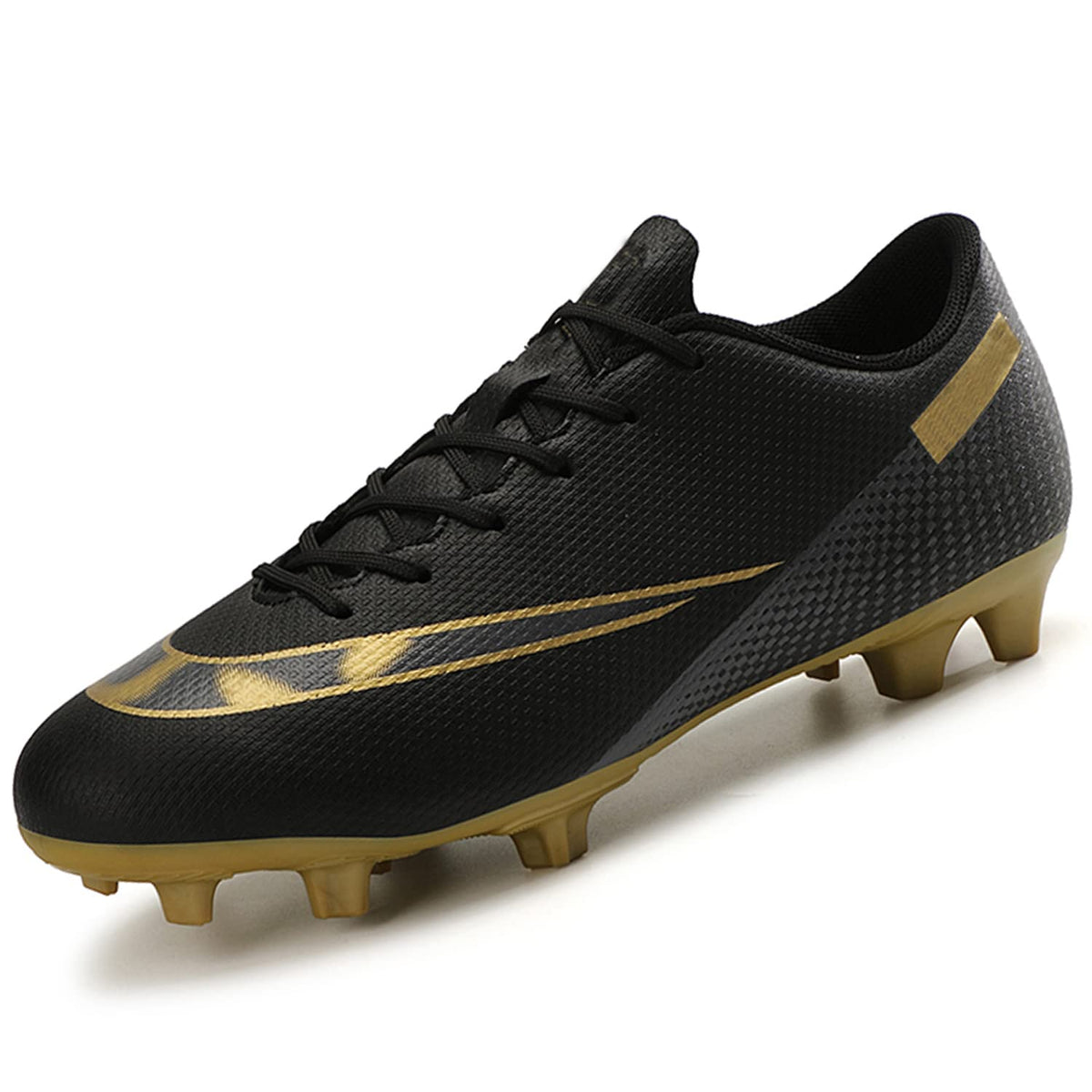 VTASQ Football Boots Mens Outdoor Cleats Professional Athletics Sneakers TeensTraining Soccer Shoes Unisex Black 7.5UK