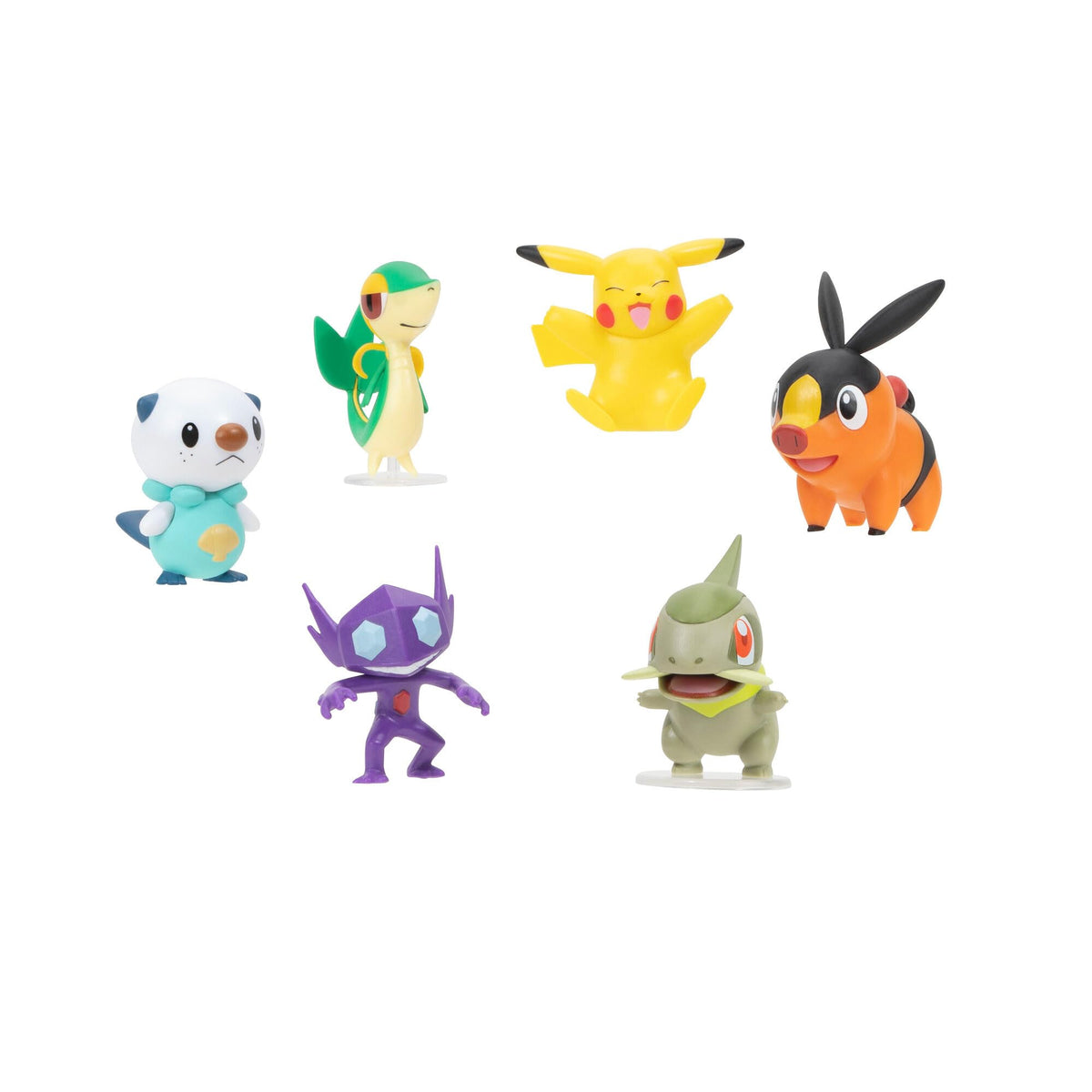 Pokémon Battle Figure 6 Pack - 2" Pikachu, 2" Oshawott, 2" Snivy, 2" Tepig, 2" Sableye & 2" Axew. Great Gift for Kids and Collectors