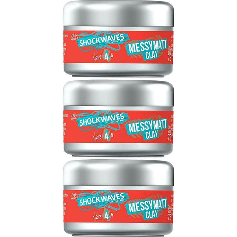 3x Wella Shockwaves Messy Go Matt Clay 75 ml