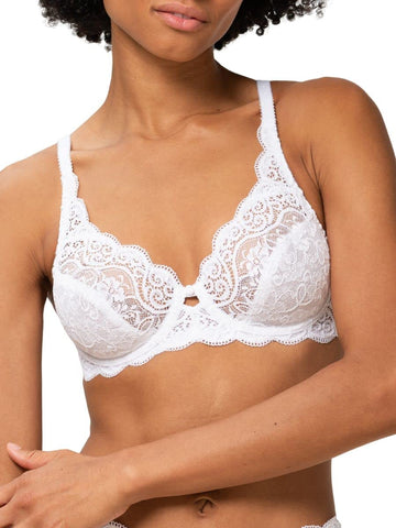 Triumph Amourette 300 Underwire Bra for Women, Premium Full Coverage Bra, No Padding, Available in Plus Sizes - 38G, White