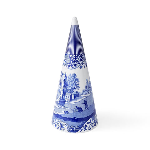 Spode Blue Italian Cone Shaped Topiary | Topiary for Home Décor with Iconic Blue Italian Motif | Made of Fine Porcelain (13")