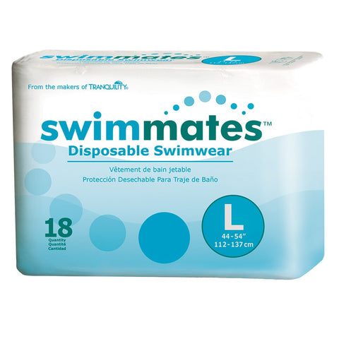 Swimmates Adult Swim Underwear, Pull-Up with Tear-Away Side Seams, Unisex, Disposable, Large (44"- 54" Waist), 18 Count (Pack of 1)