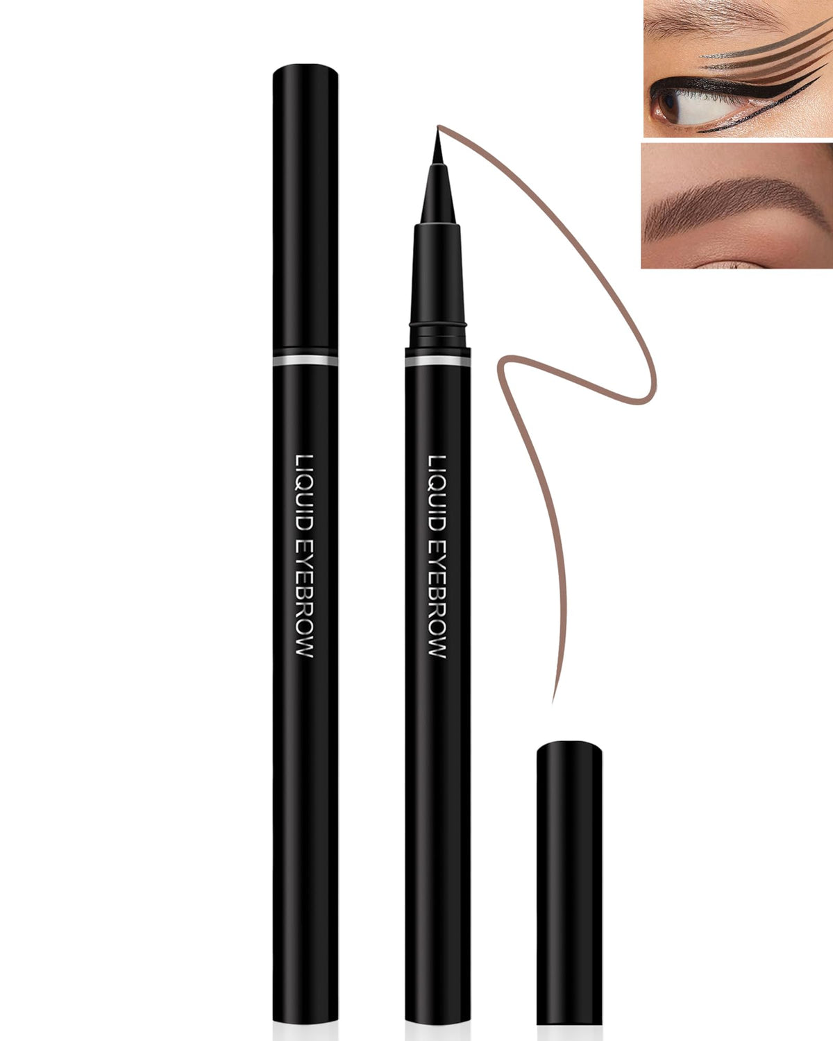 Liquid Eyebrow Pen, Professional Lift Snatch Brow Tint Pen-2Pcs Thin Precision Water Eyebrow Pencil Eyeliner Pen,Longlasting Waterproof & Smudge-proof Eyebrow Filler,for Women Eye Makeup-Light Brown