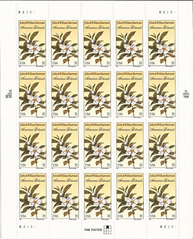 John and William Bartram: American Botanists, Full Sheet of 20 x 33-Cent Postage Stamps, USA 1999, Scott 3314