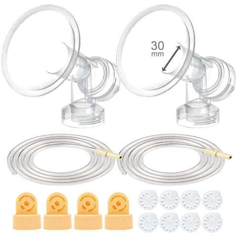 30 mm Breastshield Breastspump Kit XL for Medela Pump in Style Advanced Breastpump. Inc. Tubing, Flanges, Yellow Valves, Membranes; from Maymom