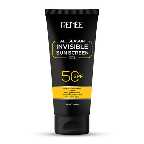 RENEE All Season Invisible Sunscreen Gel 50ml, Spf 50 Broad Spectrum Pa++++, Uva, Uvb & Blue Light Protection | No White Cast, Transparent, Non-greasy, Quick Absorb Gel Texture