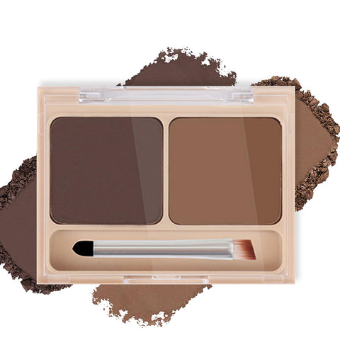 CAHIUYOA 2 Colors Eyebrow Makeup Powder Kit Eyebrow Shadow Eye Brow Powder Palette to Shape Natural Perfect Brow,Eyebrow Filler Kit with Brush - 01 Dark Brown&Light Brown