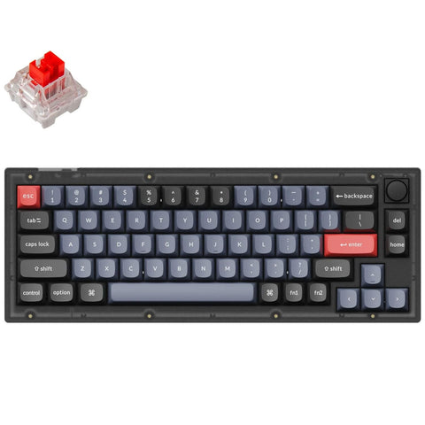 Keychron V2 QMK/VIA Custom Wired Mechanical Keyboard, 65% Layout Programmable Marco with Hot-Swappable K Pro Red Switch, RGB Backlit Keyboard for Mac Windows Linux (Translucent, Knob Version)