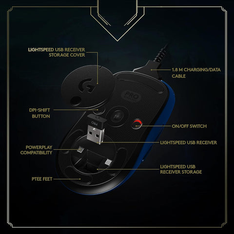 Logitech G Pro Wireless Gaming Mouse - League of Legends Edition - Hero 25K Sensor, Lightspeed, Programmable Buttons, Lightsync RGB, Designed for League of Legends Players