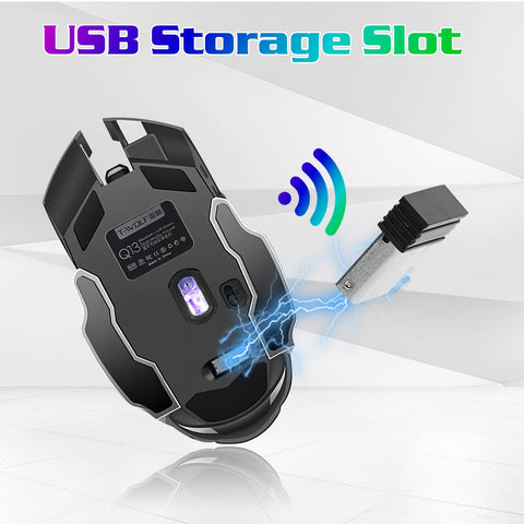 Bluetooth Mouse, UrbanX Rechargeable Wireless Mouse Multi-Device (Tri-Mode:BT 5.0/4.0+2.4Ghz) with 3 DPI Options, Ergonomic Optical Portable Silent Mouse for Allview Wi7 Purple Black