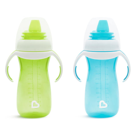 Munchkin Gentle Transition Toddler Milk Bottle. BPA Free Non Spill Cup, Dishwasher Safe, Leakproof Cups for 9+ Months. Toddler Water Bottle, Baby Sippy Cup with Handles & Lids - 10oz/296ml, 2 Pack