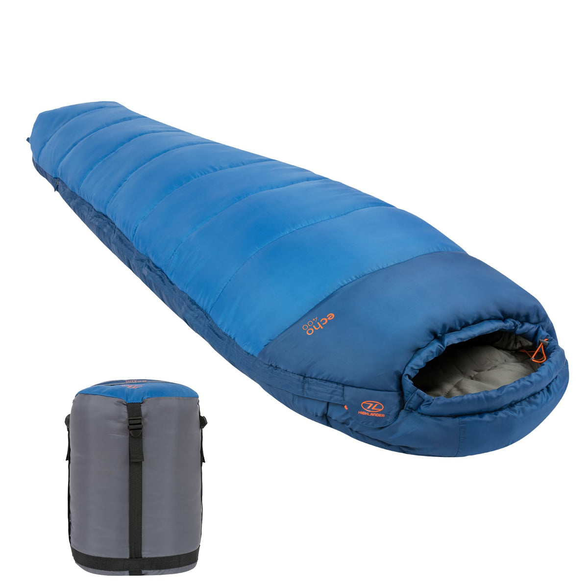 Highlander Winter Sleeping Bag for Adults - 3-4 Season Sleeping Bags - Thick 400gsm Double Layer Insulation for Cold Weather Camping - Thermal Hood with Draw Cord - Compressible Carry Bag