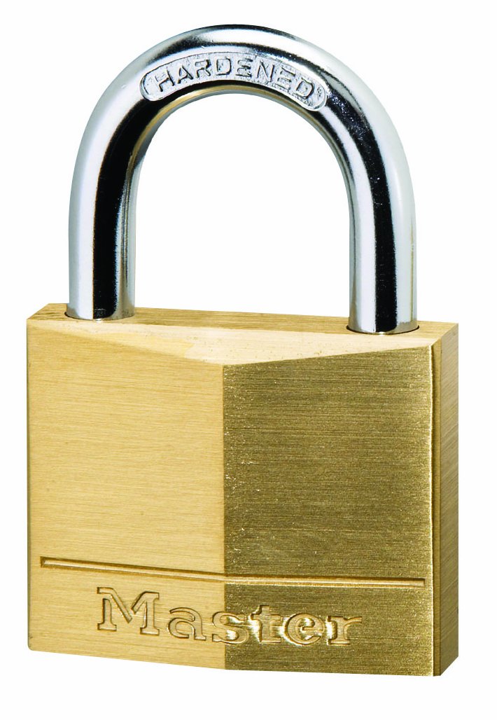 Master Lock 120EURQNOP 4 Keyed Alike Padlocks Small [Family Pack of 4] 120EURQNOP-Best Used for Backpacks, Luggage, Computer Bags, Locker, Gym and More, Gold