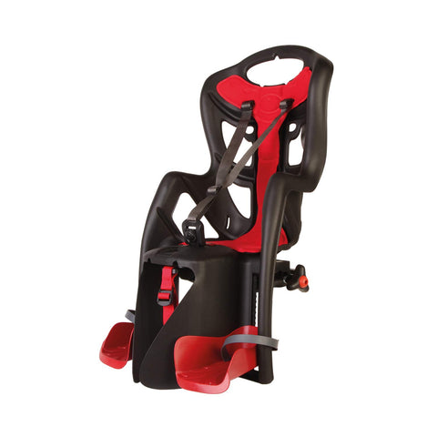 Pepe - Rear seat for Bicycle - for children up to 22 kg, from 3 to 8 years old - can be fixed to luggage holder - Black and red