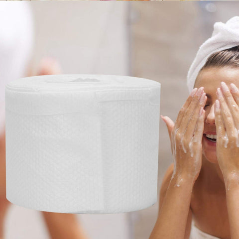 1 Roll (100 Disposable Face Towel Disposable Cleaning Face Towel Cotton Balls & Swabs Travel Towel (White) Puff Face