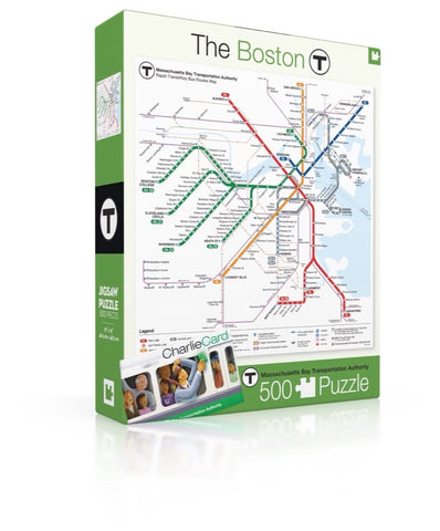 New York Puzzle Company - Transit Maps Boston T Map - 500 Piece Jigsaw Puzzle