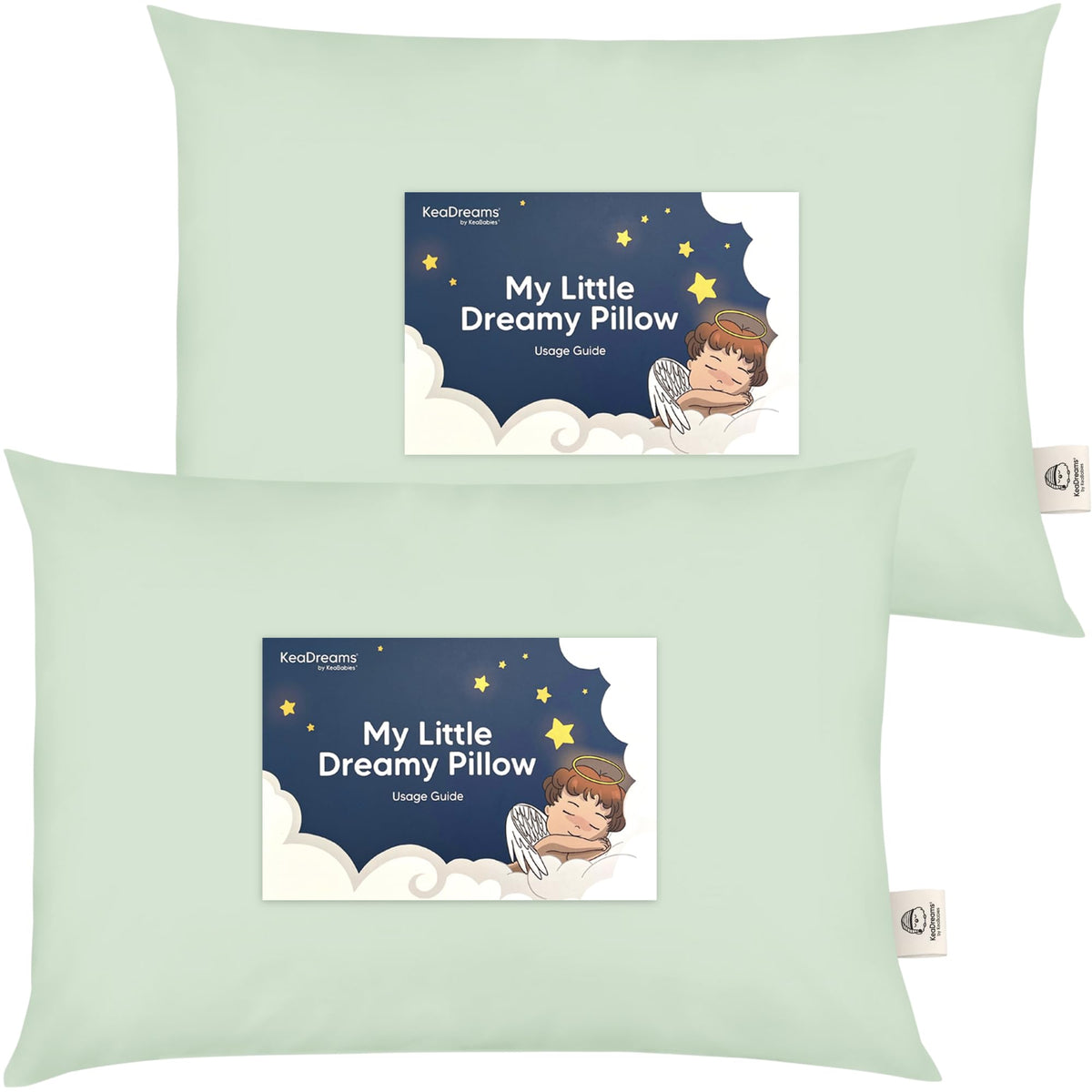 2-Pack Toddler Pillow - Soft Organic Cotton Toddler Pillows for Sleeping - 13X18 Small Pillow for Kids - Kids Pillows for Sleeping - Kids Pillow for Travel, School, Nap, Age 2 to 5 (Sage)