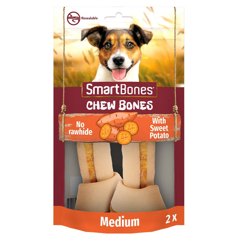 Smartbones 2 Medium Sweet Potato Bones Rawhide Free Chew Dog Treats