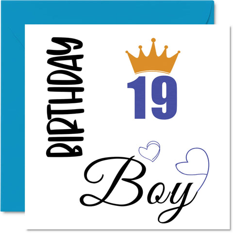 Stuff4 19th Birthday Card for Men - Birthday Boy - Happy Birthday Cards for 19 Year Old Man Son Brother Grandson Cousin Friend Nephew, 5.7 x 5.7 Inch Nineteen Nineteenth Bday Greeting Cards Gift