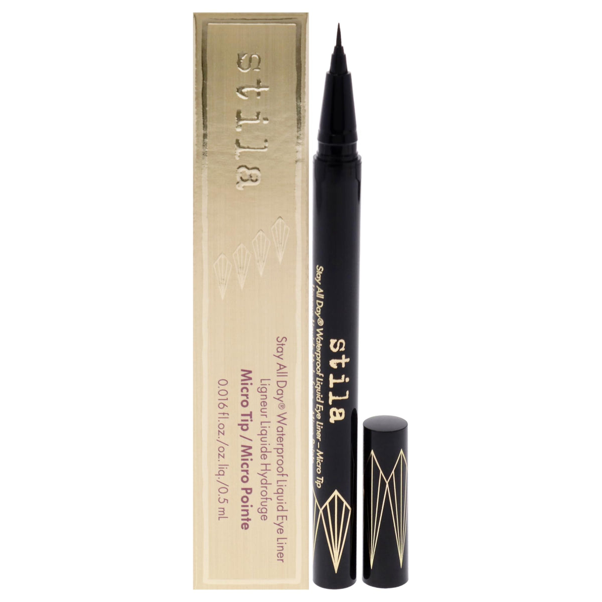 Stila All Day Waterproof Liquid Eye Liner, Easy To Use Eyeliner Pen, Smudge and Transfer Proof, Liner Stays On All Day and Night, Goes On Smoothly Without Skipping, Smudging or Pulling - Micro Tip