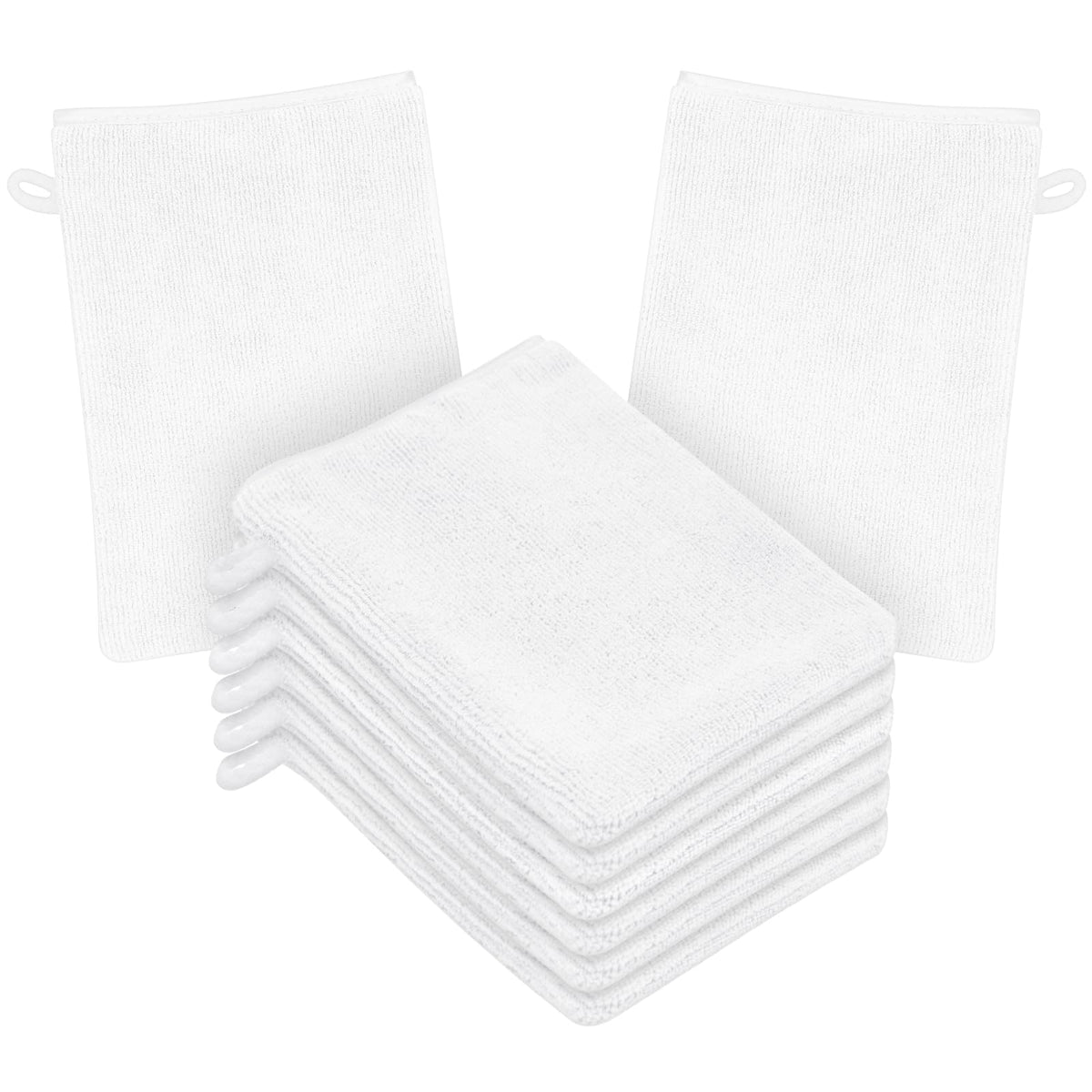 HOTUT 8 Pack Microfiber Body Wash Mitts, 15x20 cm Flannels Soft Shower Face Mitts, Face Cleansing Mitts, Soft Face Mitten, Bath SPA Cloth, Reusable Makeup Remover Mitt Gloves (White)