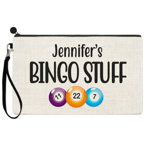 EnvyFone Personalised Any Names Bingo Stuff Linen Style Case Bag Dabber Carry Pouch Pencil Accessories Gift